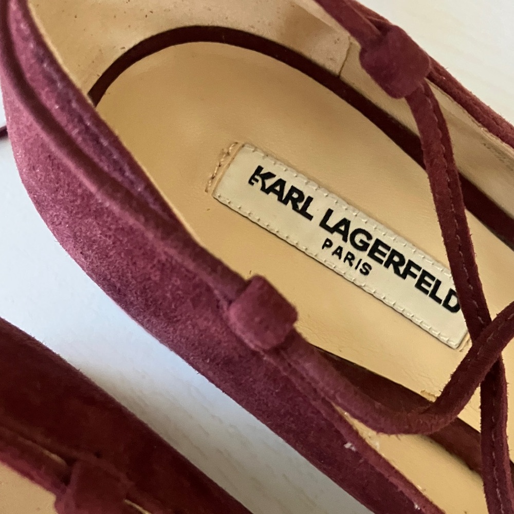 Karl Lagerfeld Charlie Suede Lace Up Block Heels (6.5) NWT - Picture 8 of 12